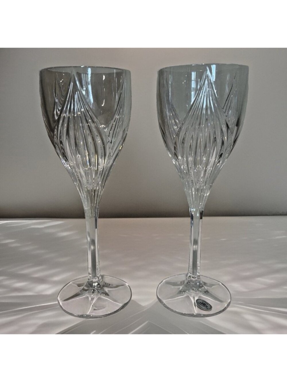 Vintage Gorham Primrose Crystal Wine Glasses 6 Ounces Hand Blown Set of 2 NWOB